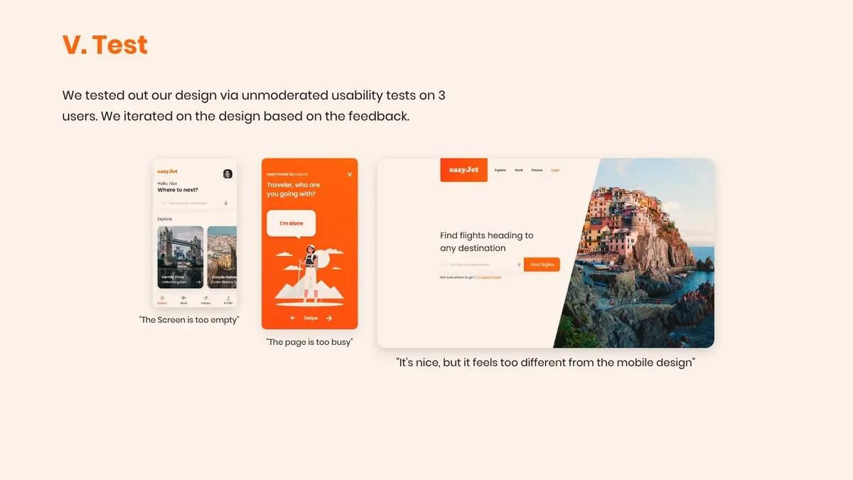 easyJet: usability testing and iteration