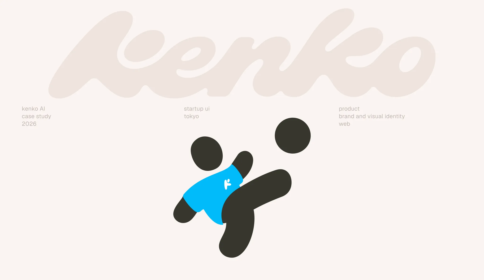 Kenko AI case study: the Kenko wordmark and the kicking mascot