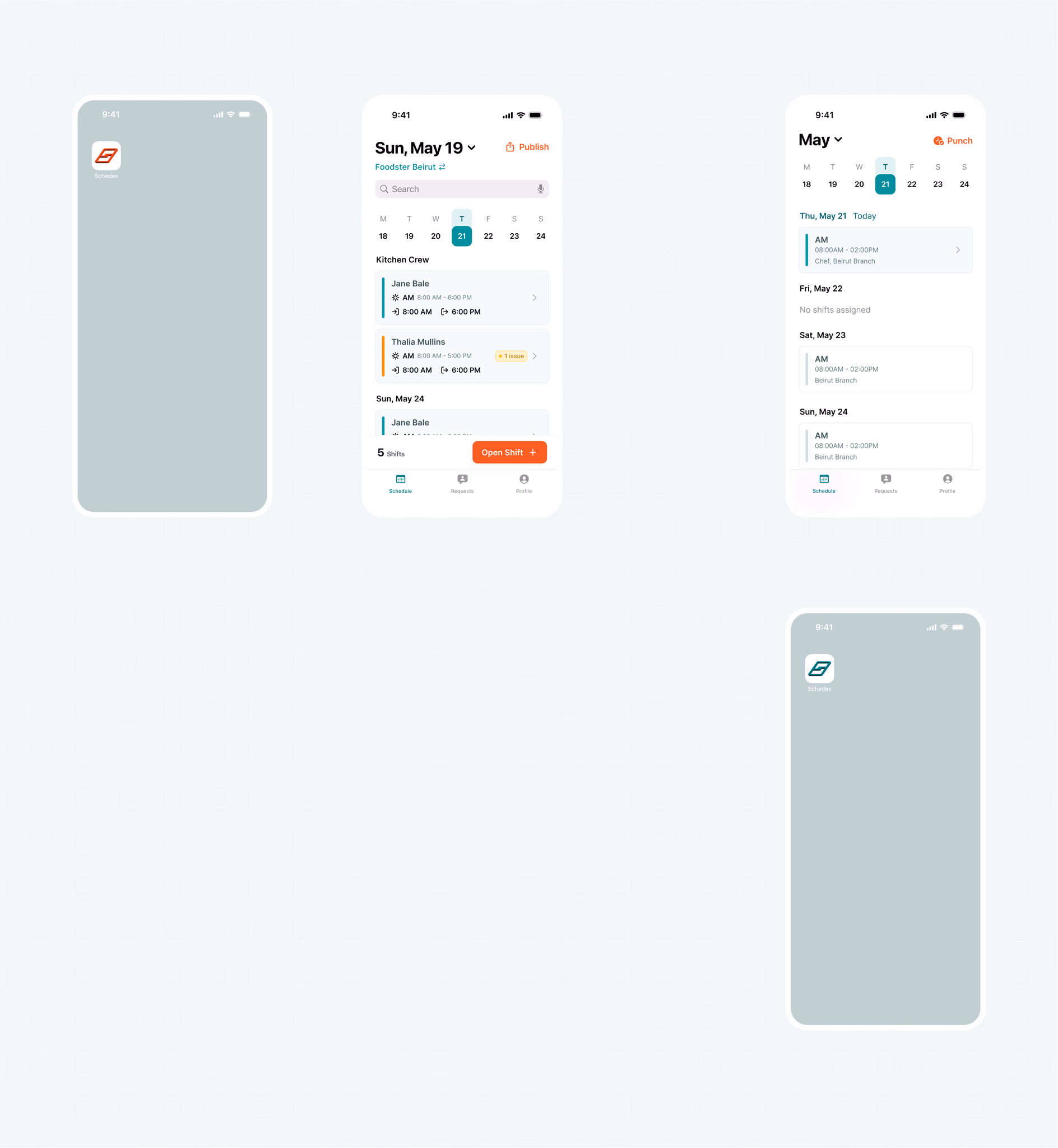 Schedex on mobile