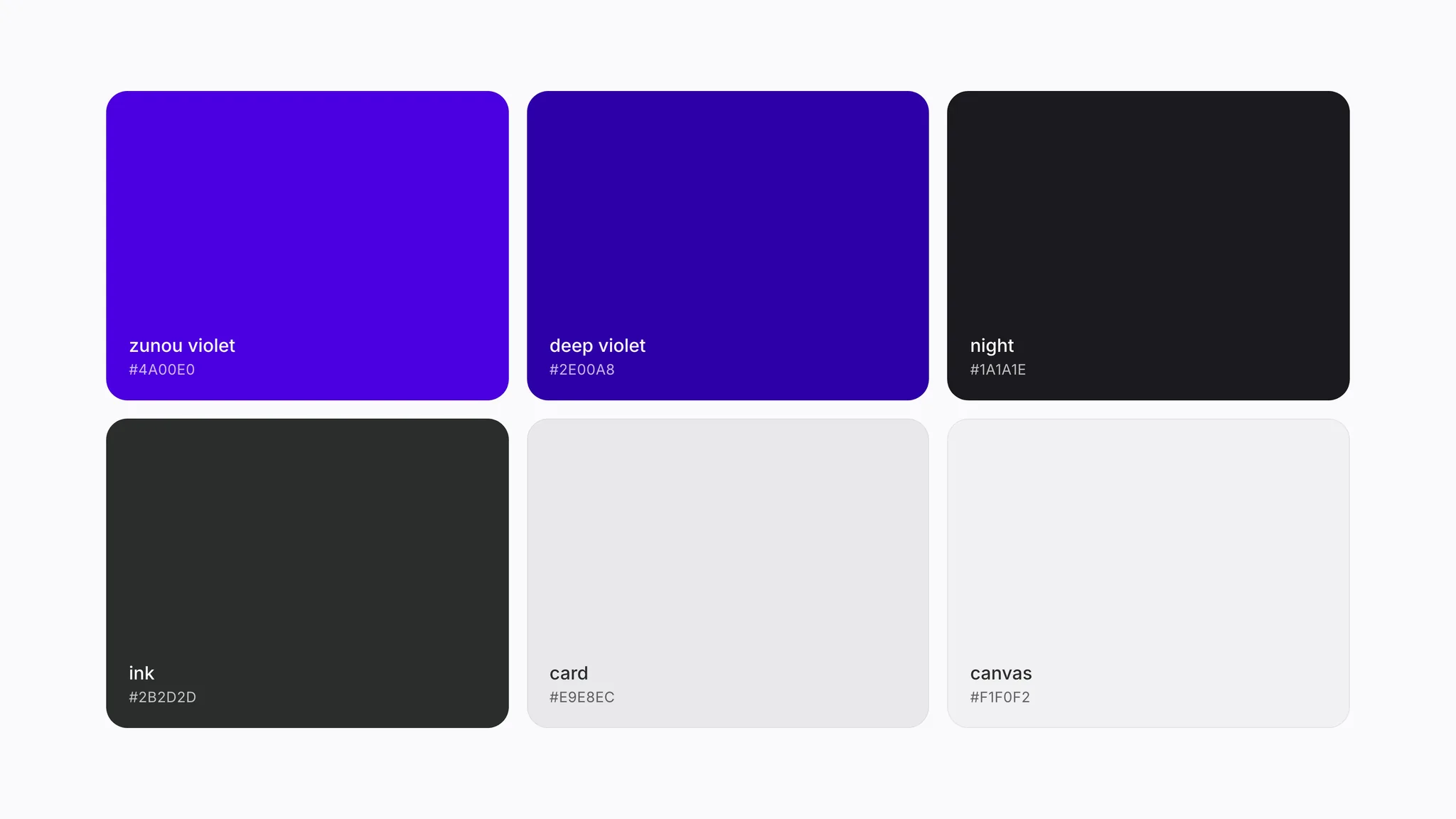 The Zunou color palette